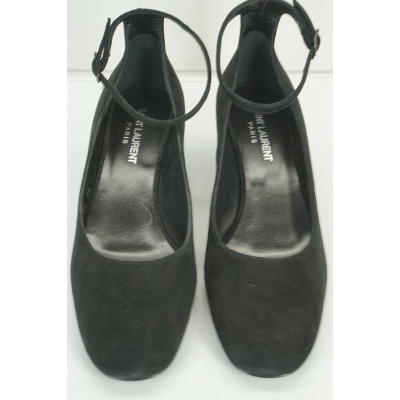 Saint Laurent Suede Babies Ankle Strap Block Heel Pump SZ 36 NIB YSL Logo $795 - Picture 10 of 11